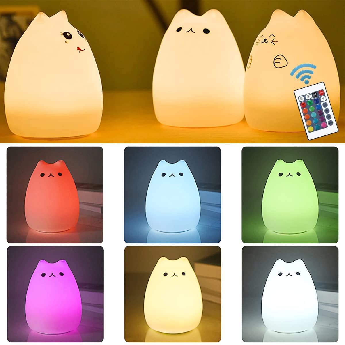 NeoJoy Cat Lamp: Rechargeable Silicone Night Light with Remote Control - Noble Selected Goods & Co.